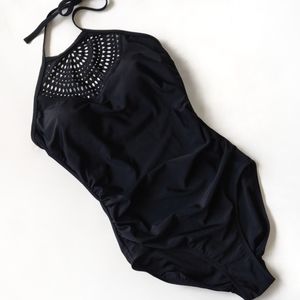 SOLD - NWOT black halter neck swimsuit